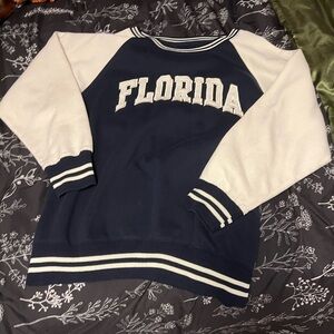 Oversized Florida crewneck baseball sweater, blue and white. New York Popular XL